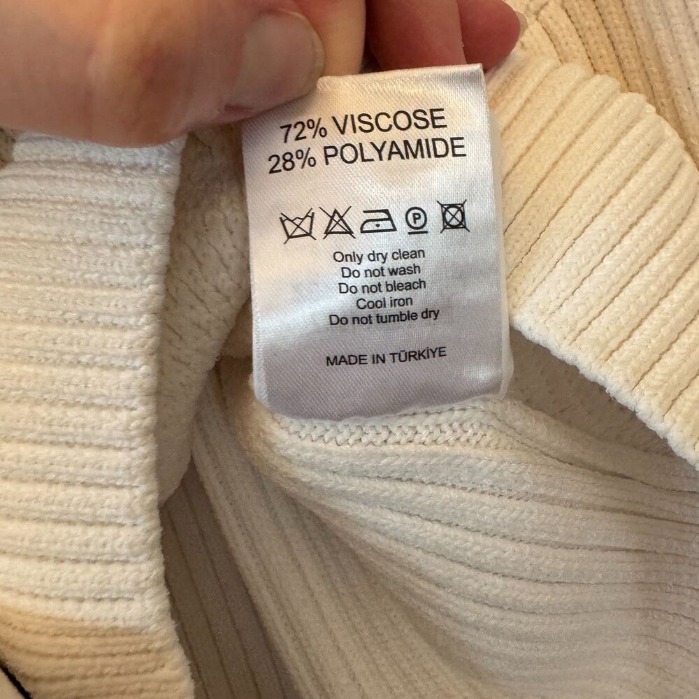 Club Beymen Women's Off-White Ribbed Snap Button Cardigan Sweater Size M - Picture 8 of 8